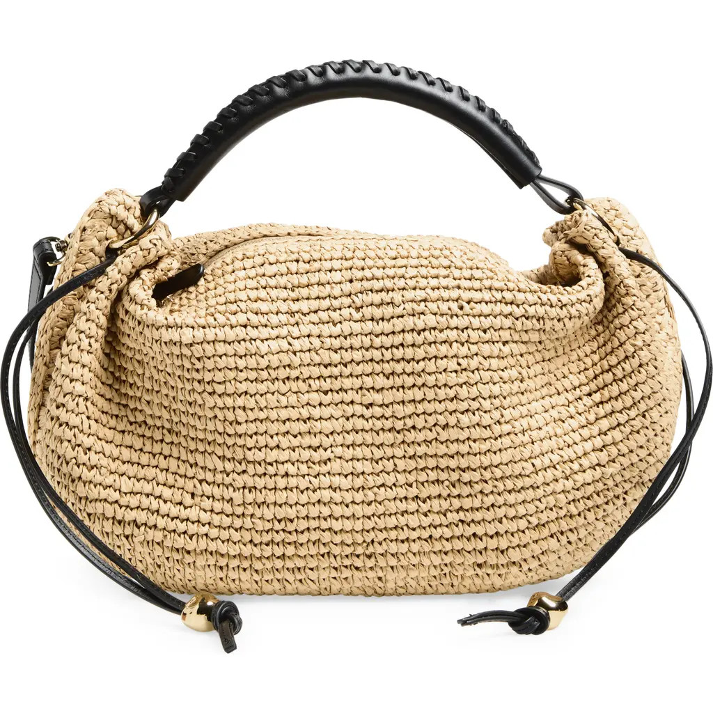 Madewell The Camren Gathered Shoulder Bag in Raffia in True Black Multi at Nordstrom | Nordstrom