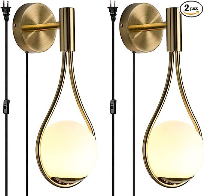 KCO Lighting Wall Sconce Mid-Century Drop Design Wall Mounted Light Brushed Brass Wall Lamps, Wal... | Amazon (US)