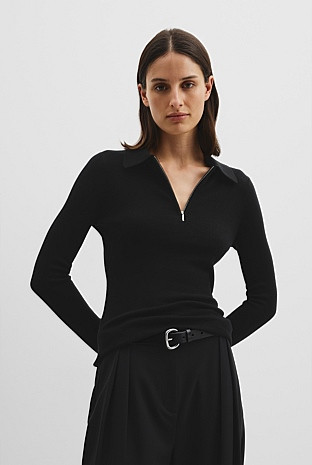Wool Silk Collared Knit | Country Road