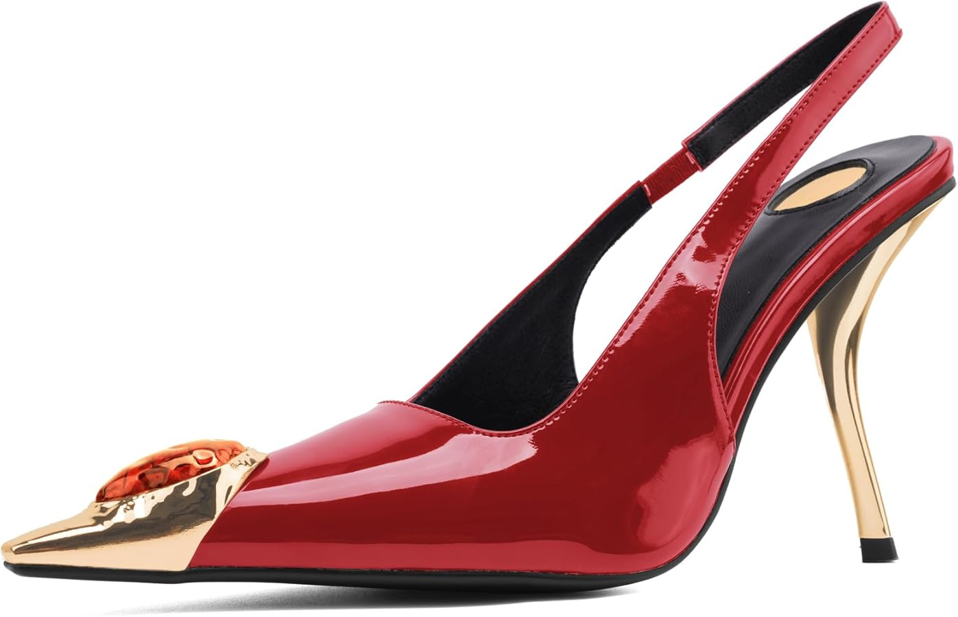 Women's Backless Mid Heel Pointed Toe High Heels,Slingback 4 Inch Heeled Sandals Dress Shoes | Amazon (US)