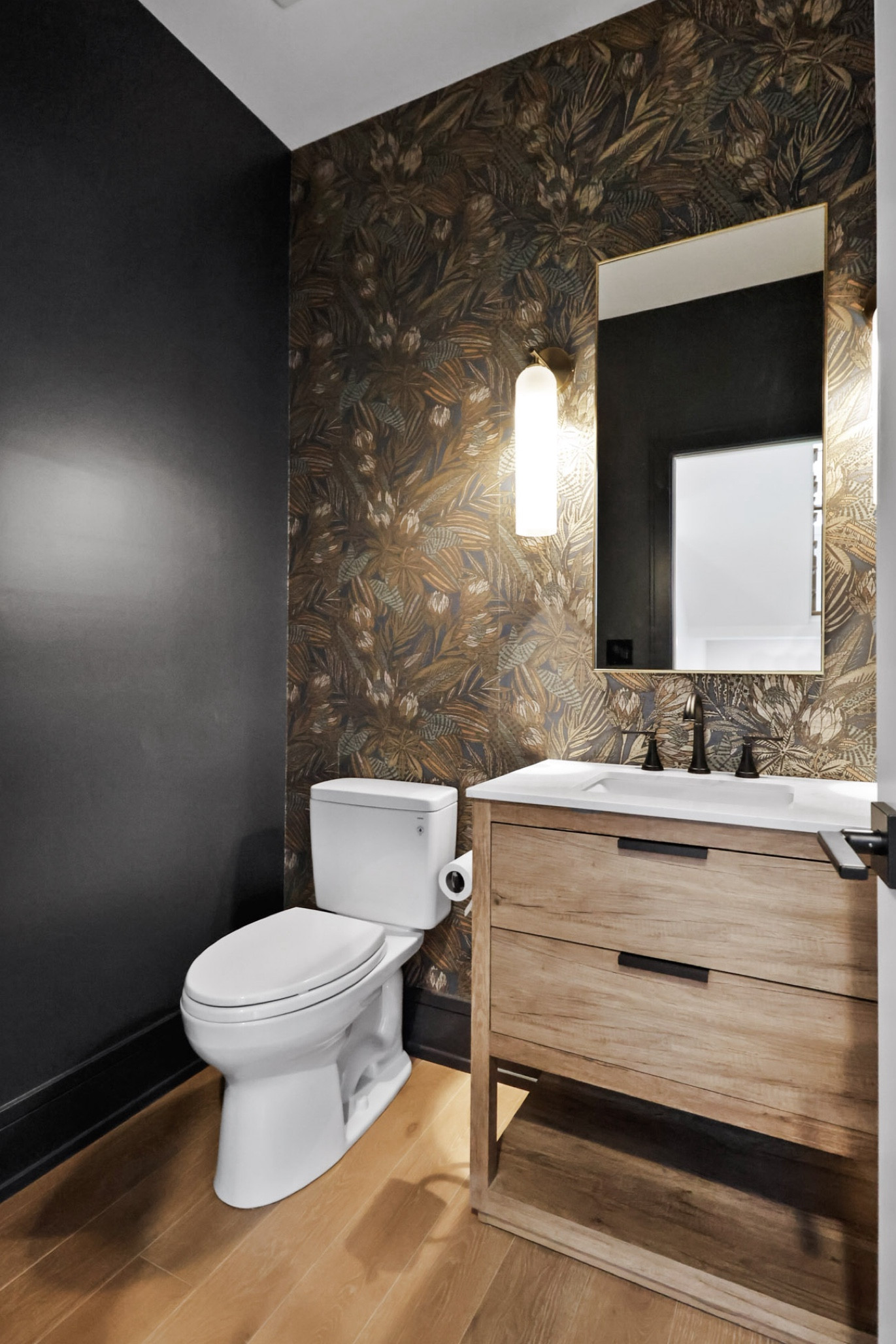 Bathroom Design- Vanity, floral wallpaper and square mirror

#LTKHome