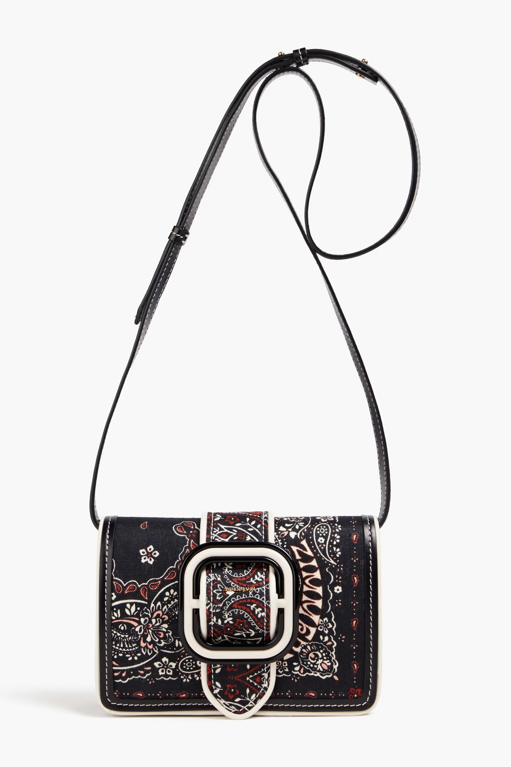 Leather-trimmed paisley-print canvas cross-body bag - black - One Size | The Outnet (US and CA)