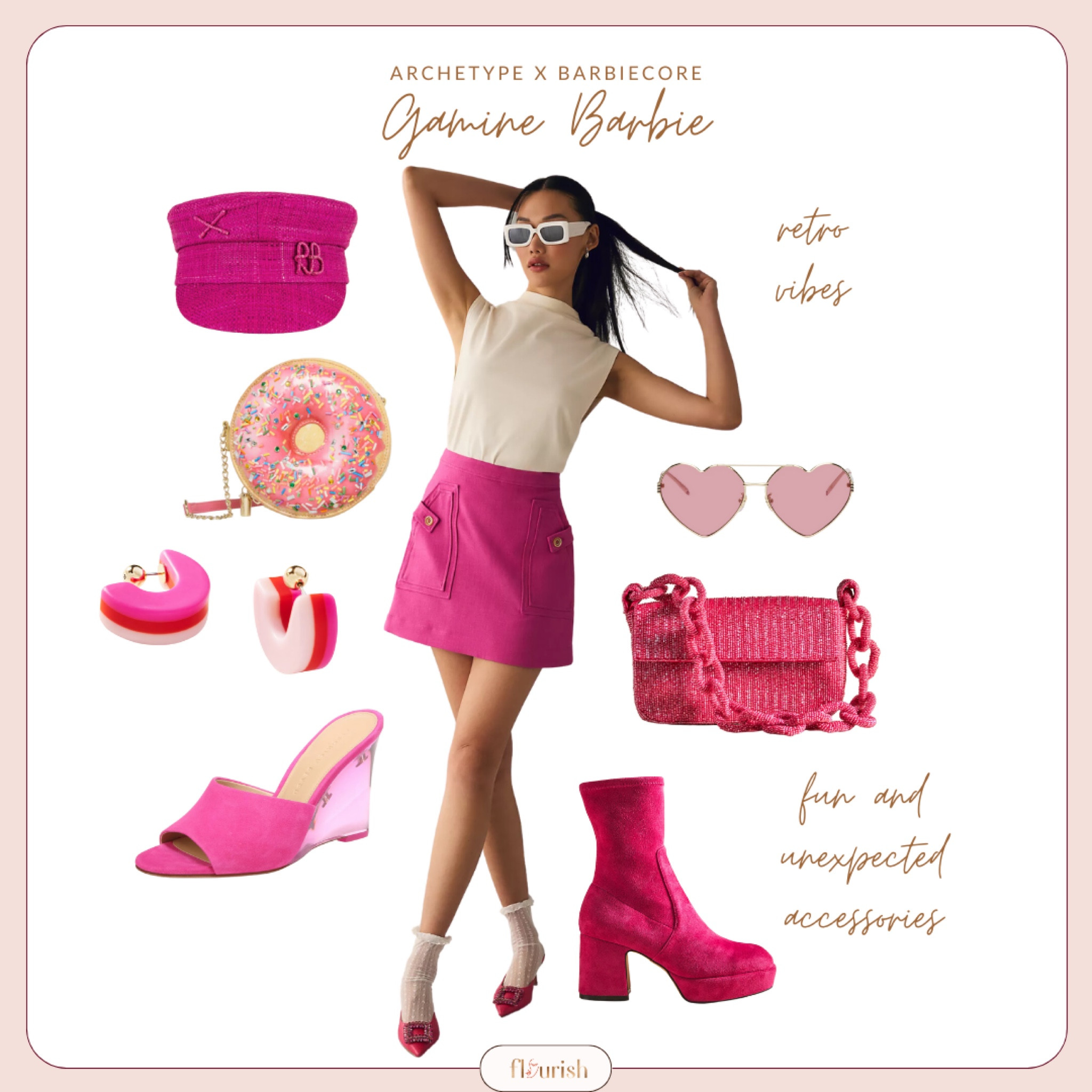 We are celebrating the amazing #barbie movie in a very special way! If Barbie were to come as each of the Flourish Style Archetypes, what would her outfit be? What types of accessories would she come with?! The Gamine Barbie turns back time with her #retro focused style choices. She is not one to shy away from bringing in iconic looks from decades gone by. Shop her #fits that reminisce on iconic barbie looks!

#LTKSeasonal #LTKstyletip #LTKFind