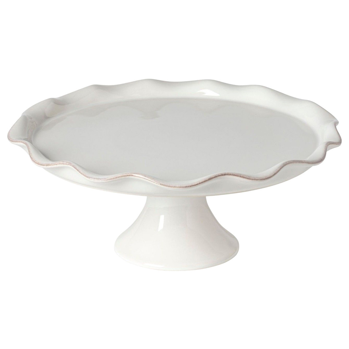 Casafina Cook & Host Modern Classic White Stoneware Footed Cake Plate - 11'' | Kathy Kuo Home