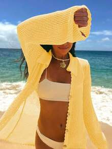 ARDOR S Women's Yellow Spring Summer Women's Vacation Dresses Fashion Seaside Beach Vacation Casu... | SHEIN