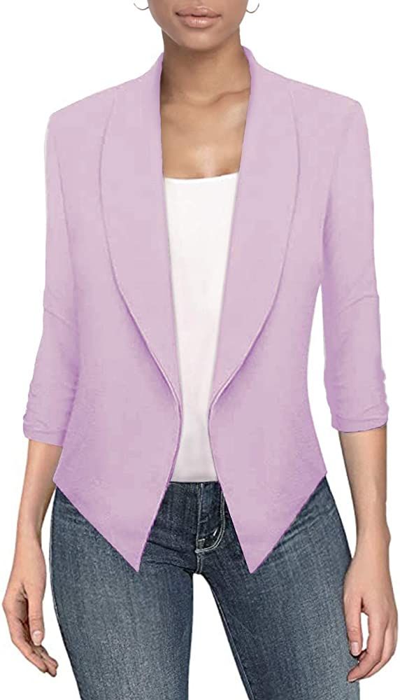 Hybrid Women's Casual Office Super Comfy Premium Stretch Open Front Cardigan Blazer Jacket With R... | Amazon (US)
