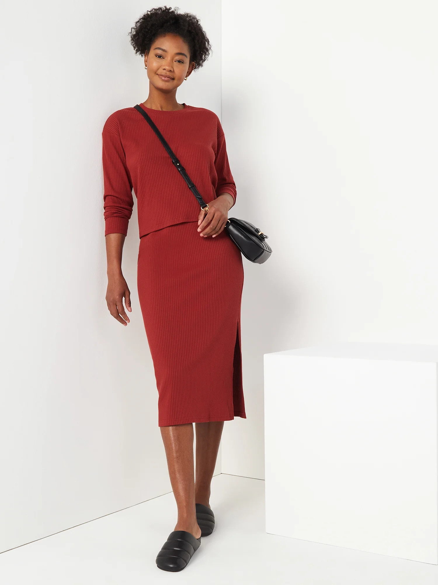 Time and Tru Women's Knit Midi Skirt - Walmart.com | Walmart (US)