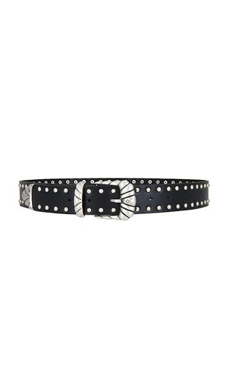Wide Studded Western Belt in Black | Revolve Clothing (Global)