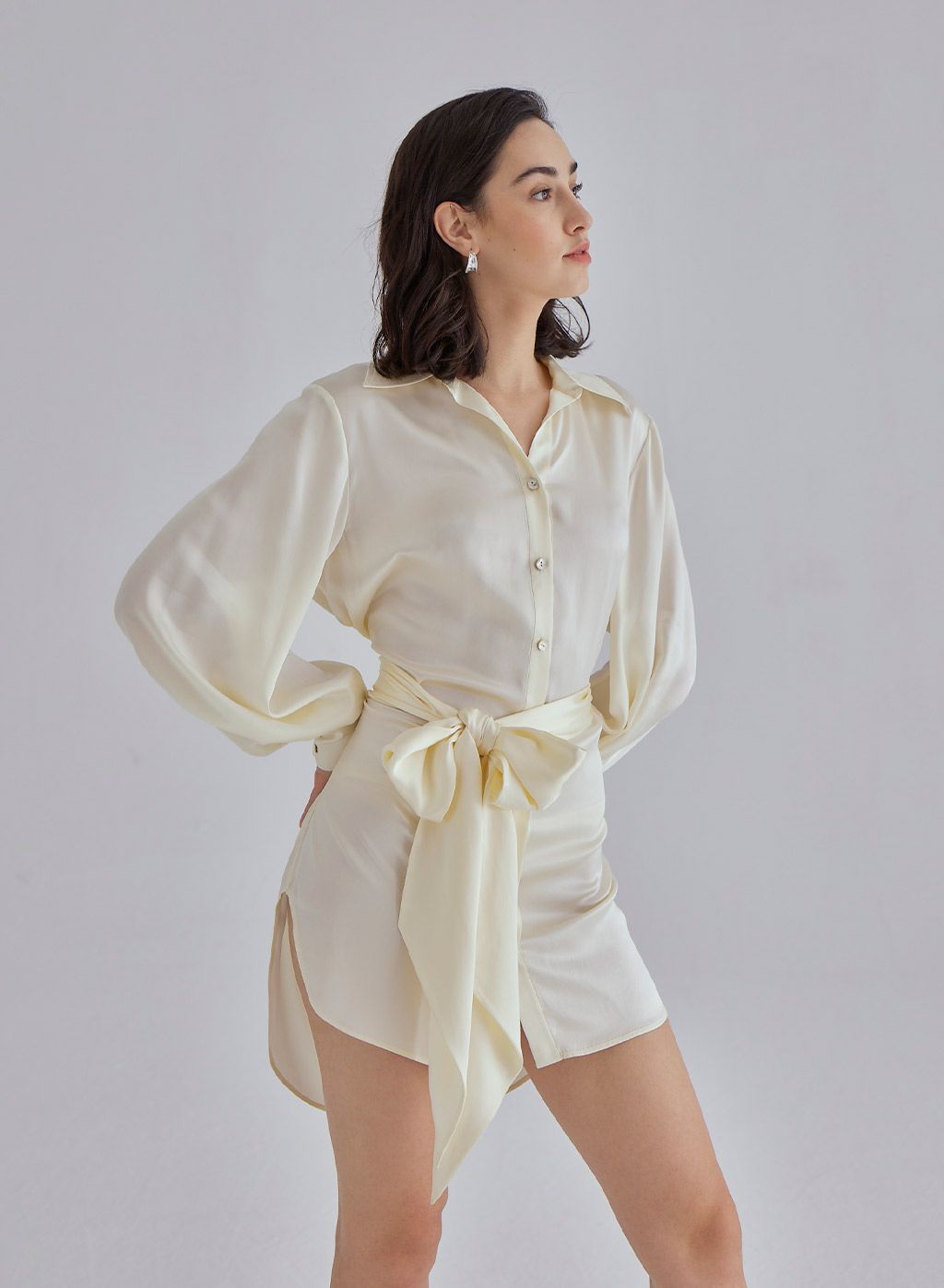 Pure Silk Oversized Shirt Dress | Silk Maison