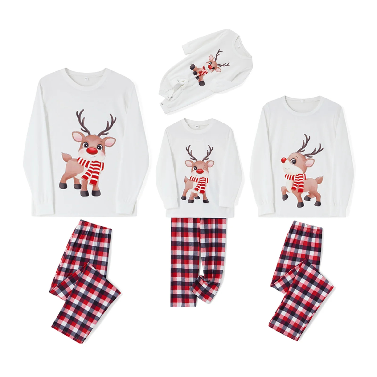 Qiylii Family Matching Christmas Pajamas Outfits, Parent-Child Long Sleeve Elk Printed T shirt To... | Walmart (US)