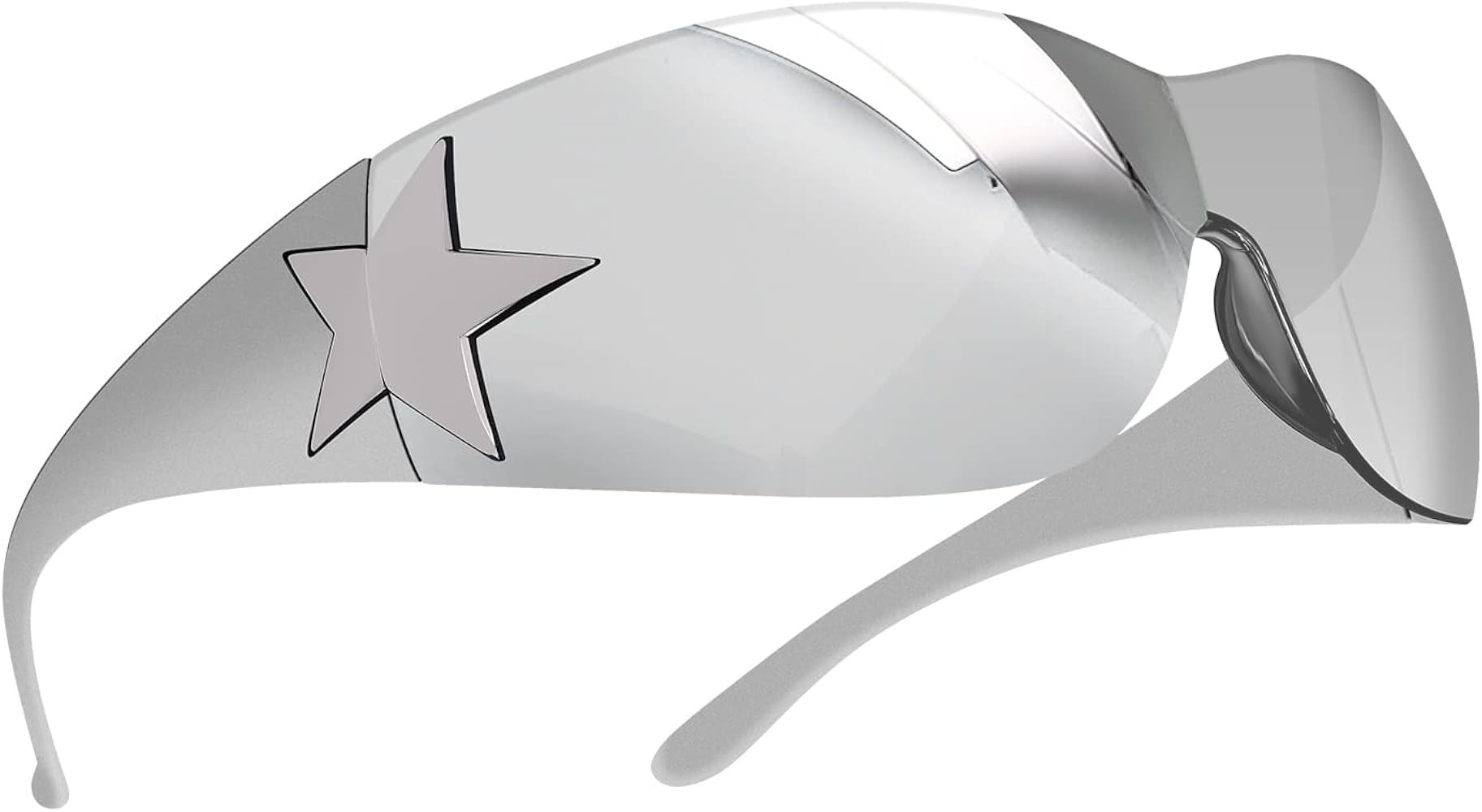 Rimless Y2K Sunglasses for Women Men,Trendy Shield Wrap Around Sunglasses Oversized Fashion Frame... | Amazon (US)