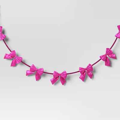 Christmas Velvet Bow Garland Pink - Wondershop™ | Target