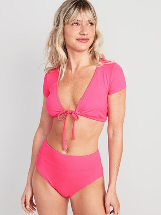 Rib-Knit Tie-Front Bikini Swim Top for Women | Old Navy (US)