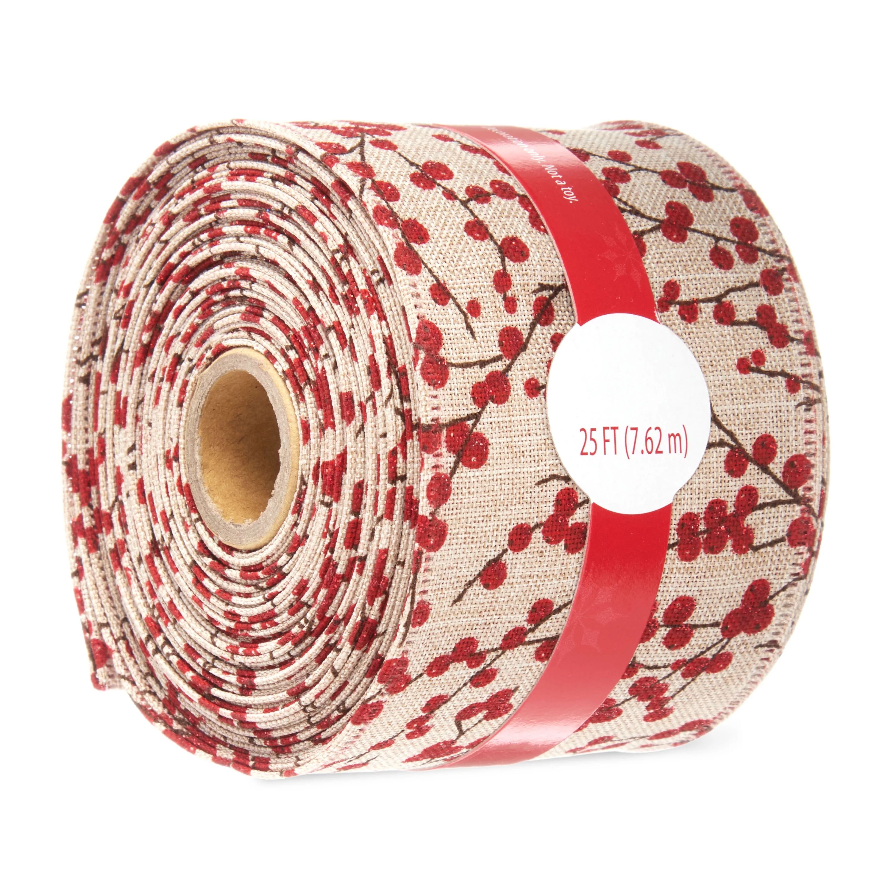 Holiday Time Ribbon, Natural Berry, 25' - Walmart.com | Walmart (US)