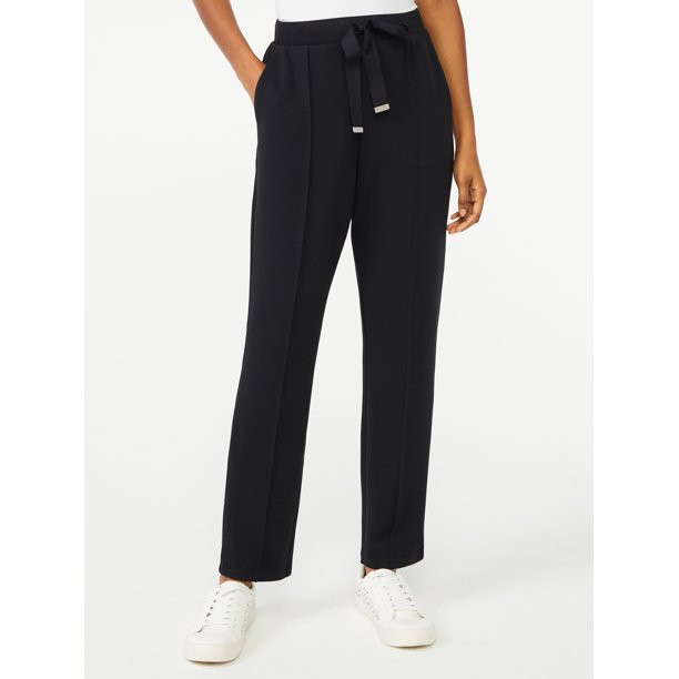 Scoop Women's Pintuck Tie Front Track Pants - Walmart.com | Walmart (US)