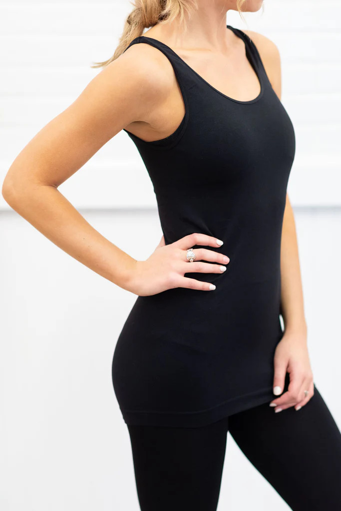 Plain Jersey Tank Top, Black | The Mint Julep Boutique