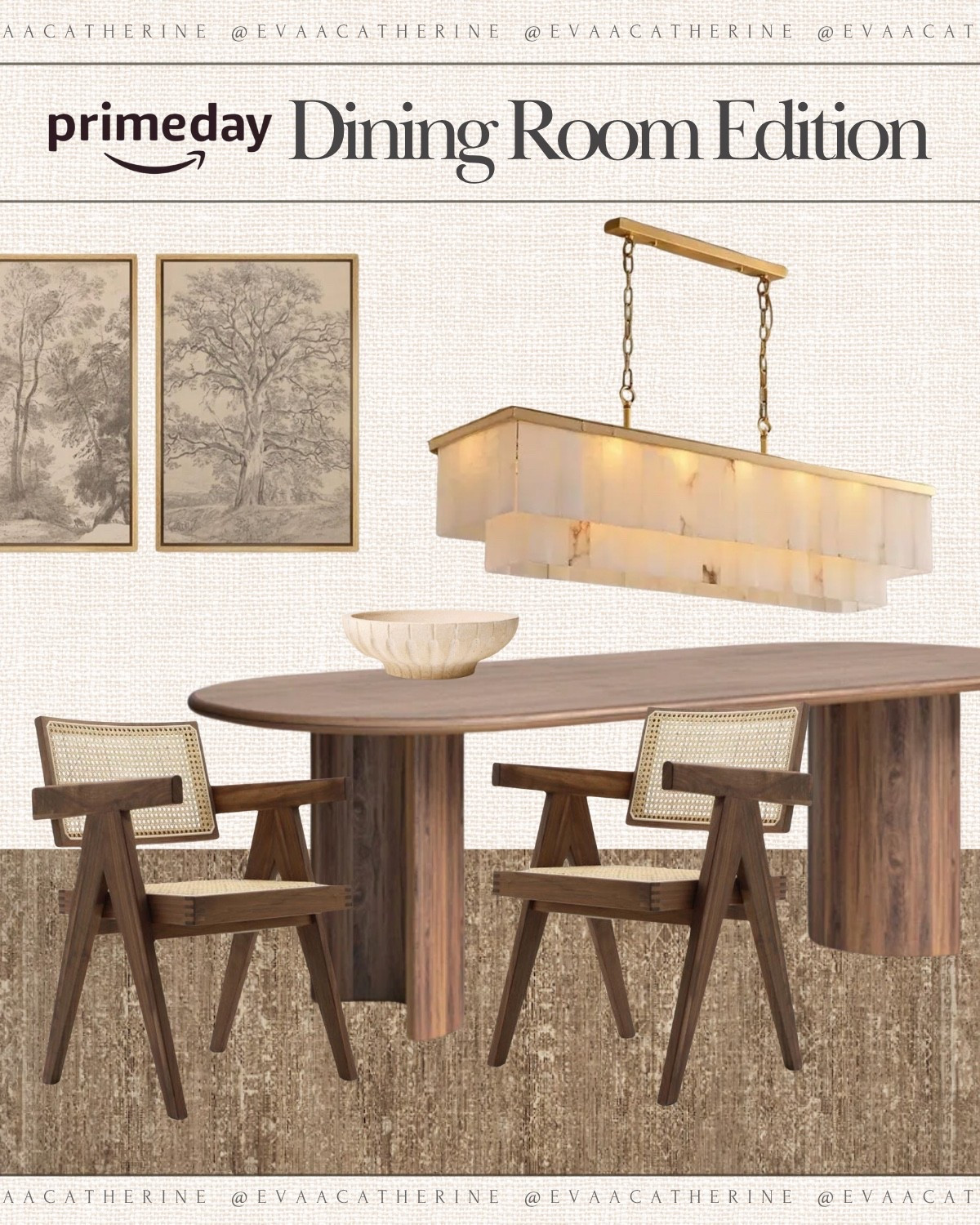 Next stop on my Prime Day home tour—the dining room 🤎

I’ve been getting so many questions about this space, and almost everything here is from Amazon! From the sculptural table to the statement light fixture and vintage-inspired art—these pieces brought so much warmth and texture to our dining area.

Amazon’s biggest sale of the year runs July 8–11, and now’s the time to snag them on major markdown. Stay tuned for more room-by-room finds!

Chairs are from Eternity Modern
Chandelier is from Fabtiko
Table is from Article

#PrimeDay #AmazonHome #DiningRoomInspo #ModernOrganicStyle #AmazonPrimeFinds #NeutralDecor #EvaCatherineFinds #PrimeDayDeals

#LTKHome #LTKSaleAlert