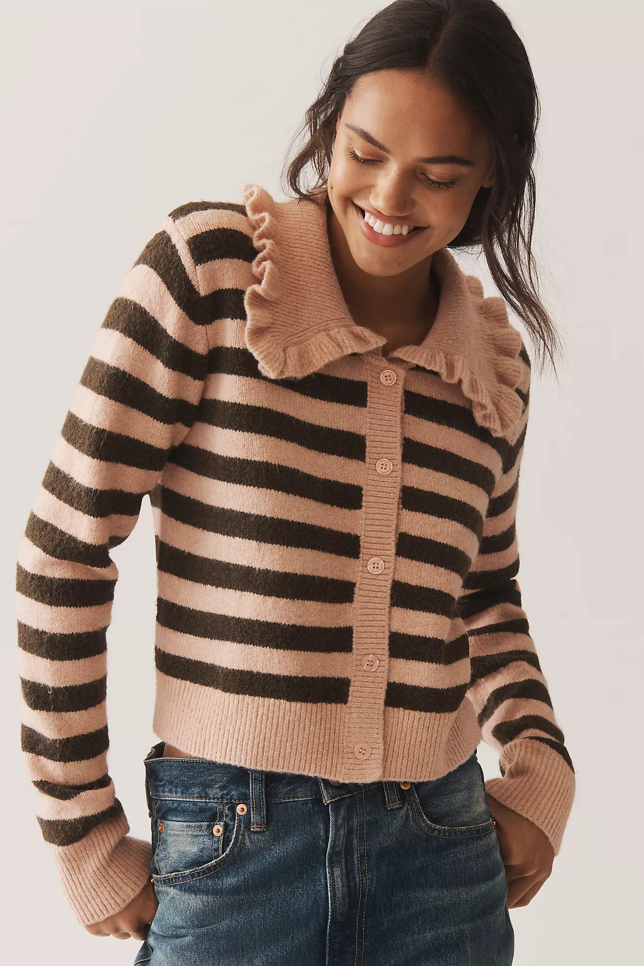The Ainsley Ruffle-Collar Cardigan Sweater by Self Contrast | Anthropologie (US)