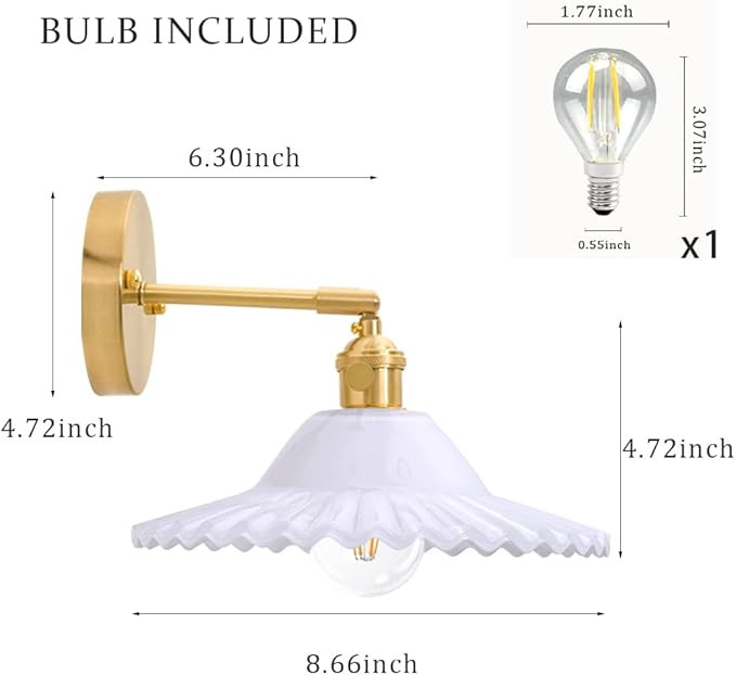 Shenmoyl Vintage Modern 1 Light Wall Sconces with White Lotus Glass Lampshade 180 Degree Adjustab... | Amazon (US)