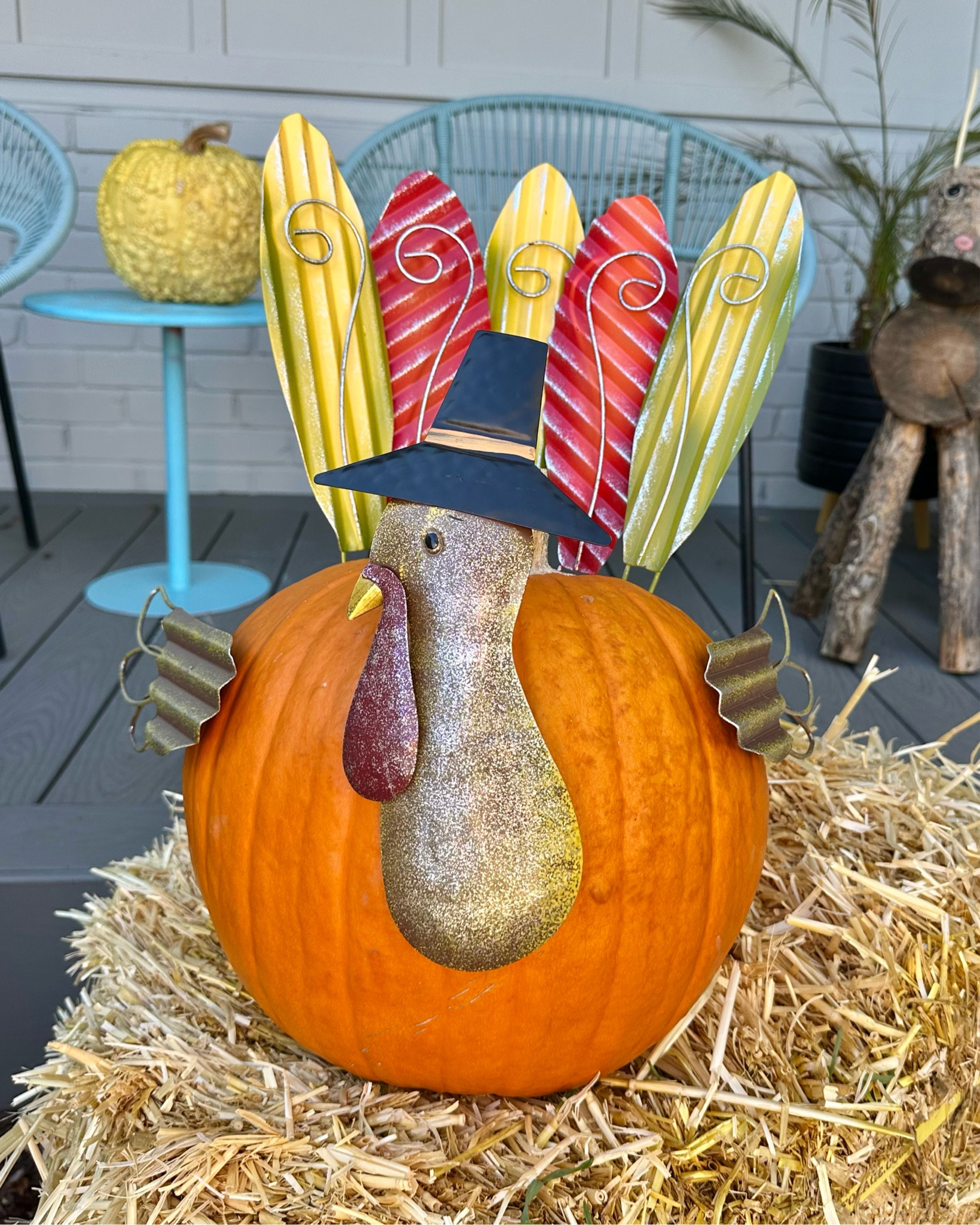 A cute way to turn your Halloween pumpkins in Thanksgiving turkeys. #thanksgivingdecor

#LTKSeasonal #LTKHome #LTKGiftGuide