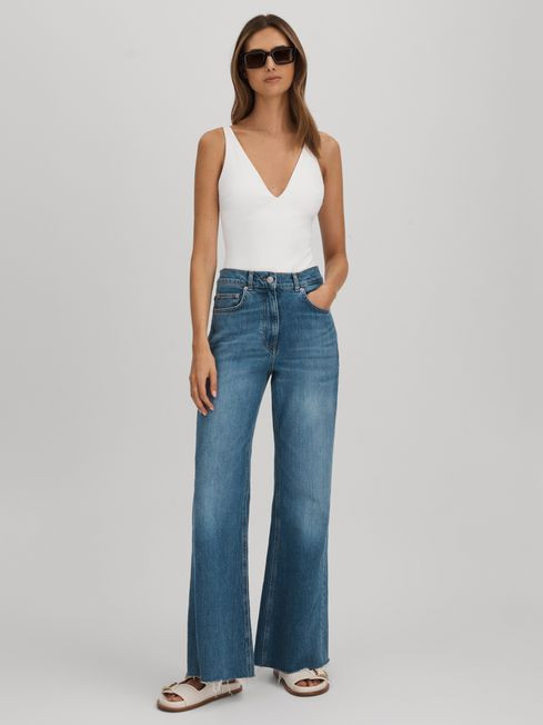 Good American Scuba V-Neck Bodysuit | Reiss UK