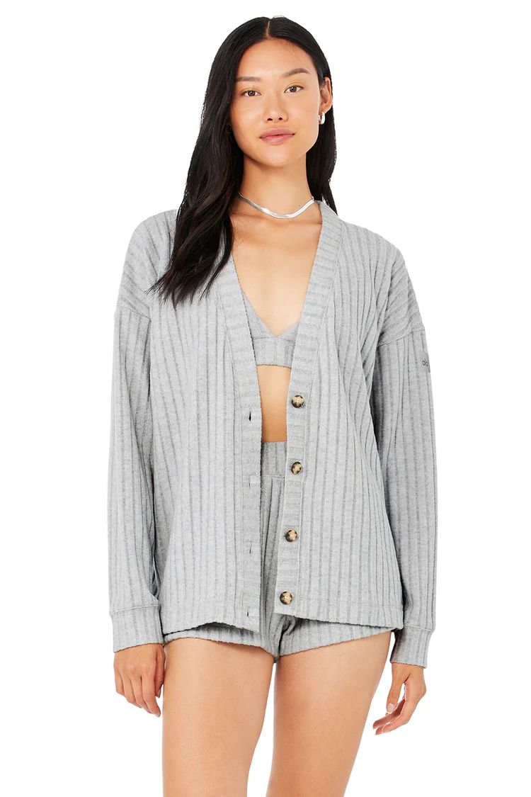 Ribbed Take Comfort Cardigan - Athletic Heather Grey | Alo Yoga