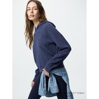 Uniqlo - Washable Knit Cable Hoodie - Blue - XXS | UNIQLO (UK)