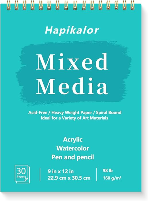 Sketch Book Mixed Media Pad - 9" x 12" Top Spiral Bound Sketch Pad, 30 Sheets 98lb/160gsm Acid-Fr... | Amazon (US)