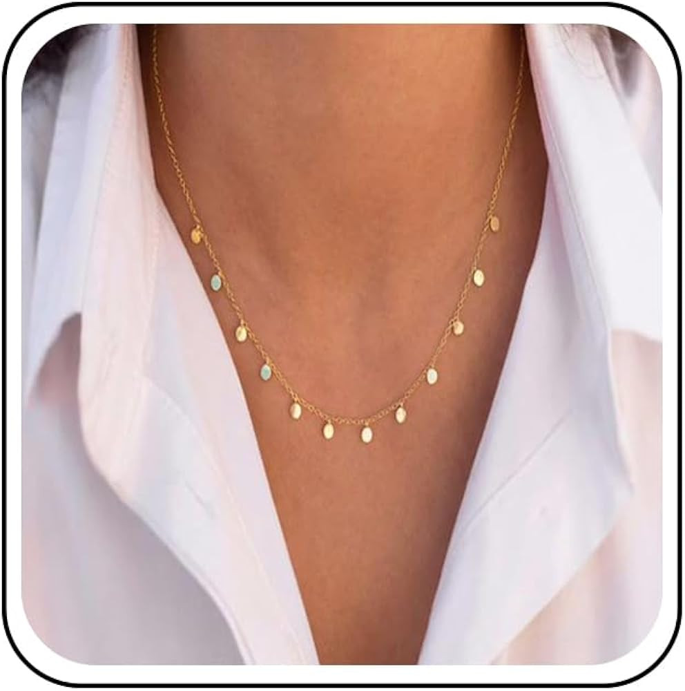 Vintage Disc Coin Necklace Gold Dangle Coin Choker Necklace Round Circle Necklaces Sequin Disc Ne... | Amazon (US)