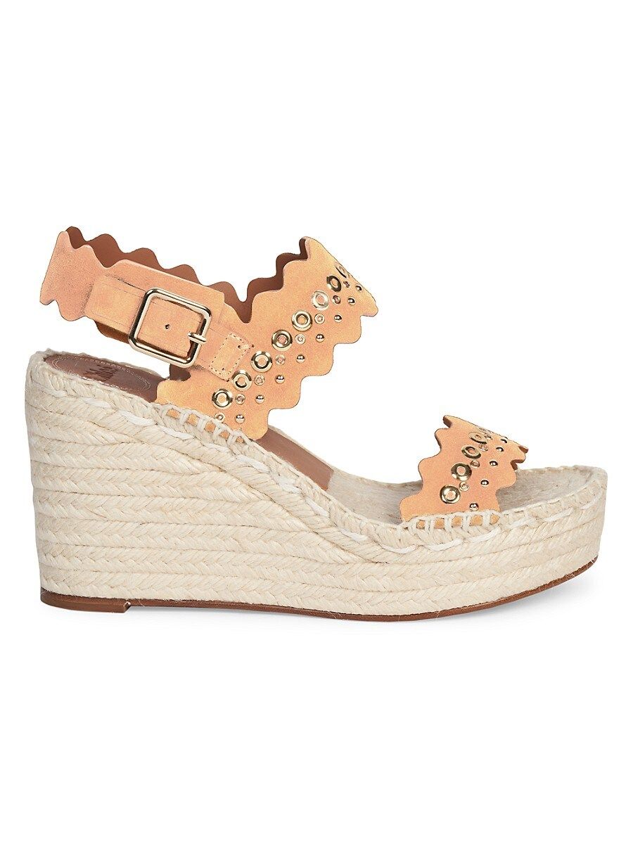 Chloé Women's Lauren Grommet Suede Espadrille Platform Wedge Sandals - Maple Pink - Size 41 (11) | Saks Fifth Avenue OFF 5TH