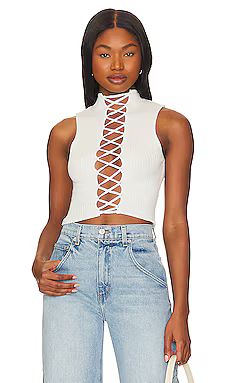 superdown Vianka Lace Up Top in Cream from Revolve.com | Revolve Clothing (Global)