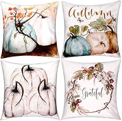 Jetec 4 Pieces Pumpkin Decorative Pillow Cover Pillow Case Sofa Back Throw Cushion Cover for Autu... | Amazon (US)