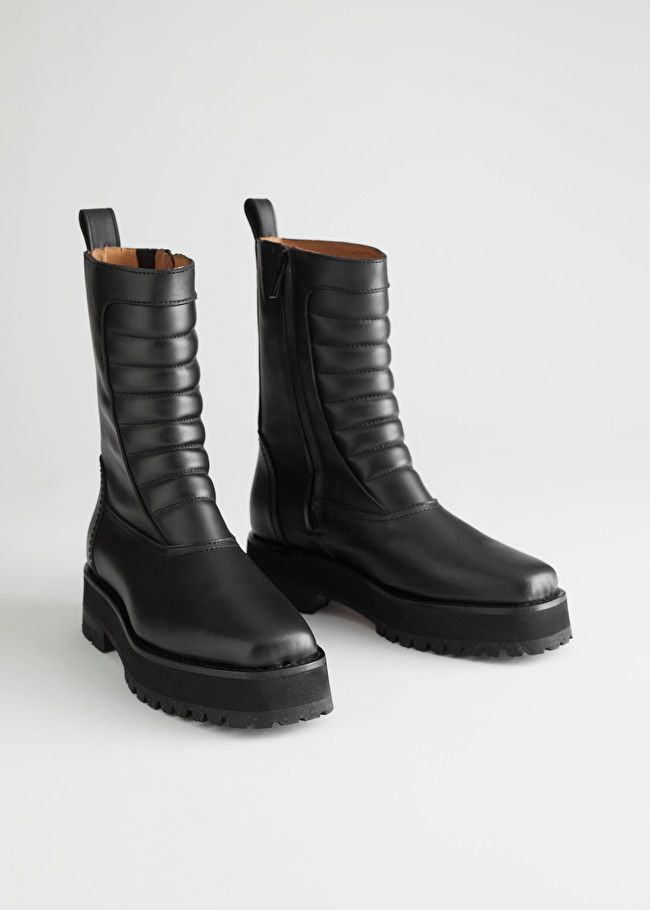 Square Toe Leather Biker Boots | & Other Stories (EU + UK)