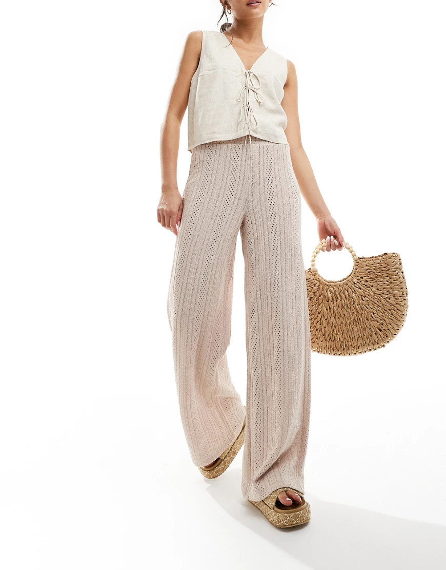 NA-KD crochet trousers in beige-Neutral | ASOS (Global)