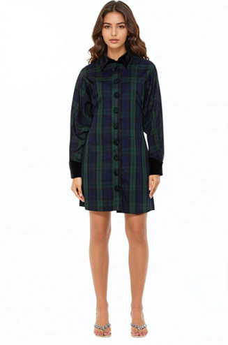 Women's Velvette Plaid Dress | Macy's