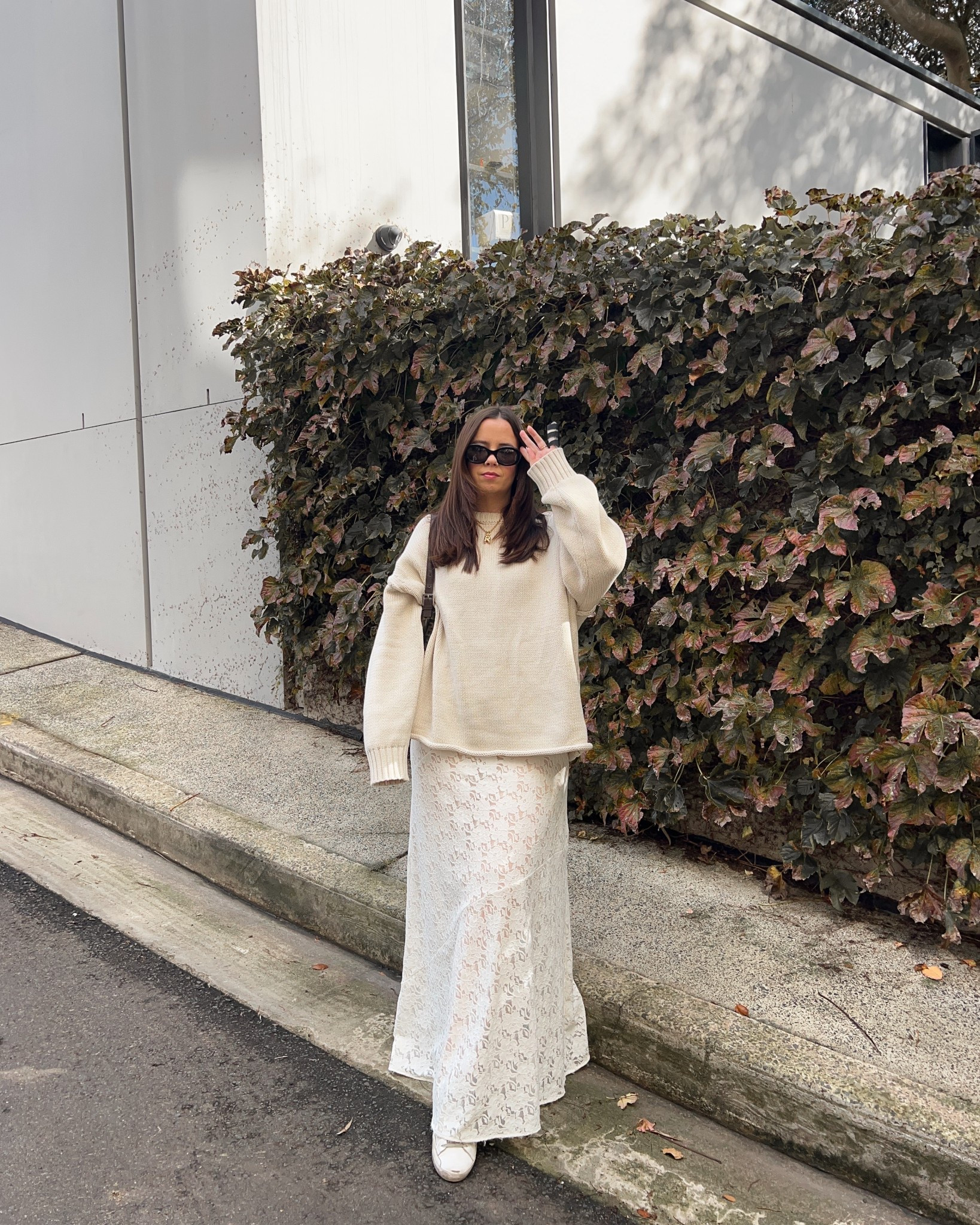 Dissh cream oversized knit: size XL
Dissh white lace maxi skirt: size L
Golden Goose sneakers
Celine sunglasses 

#LTKmidsize #LTKautumn #LTKaustralia