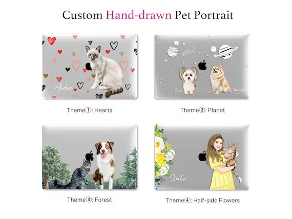 Custom Your Pet Portrait Macbook Case Hand Illustrated Dog - Etsy | Etsy (US)