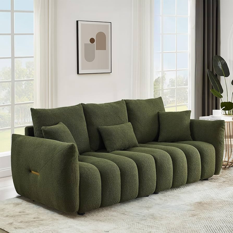 Antetek 82" Modern Sofa Couch, Comfy Deep Seat Teddy Cloud Sofa, Upholstered 3-Seater Boucle Couc... | Amazon (US)