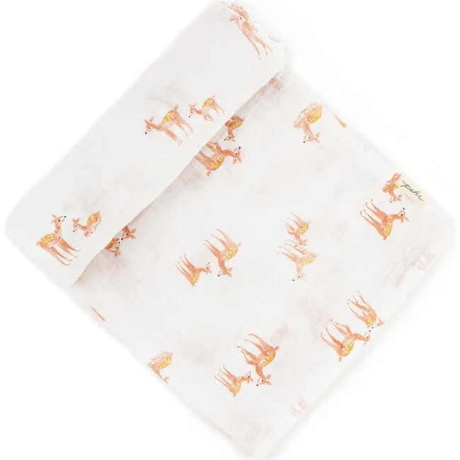 Swaddles | Follow Me Organic Cotton Swaddle, Deer (Pink) Pehr | Maisonette | Maisonette
