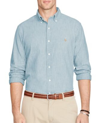 Classic Fit Long Sleeve Chambray Cotton Button Down Shirt | Bloomingdale's (US)