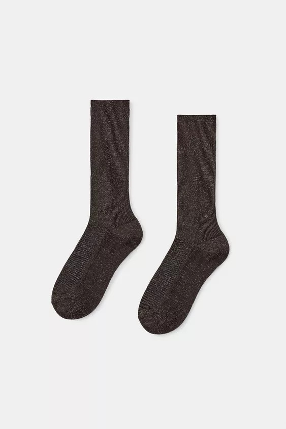 RIBBED SOCKS WITH METALLIC THREAD | Zara US
