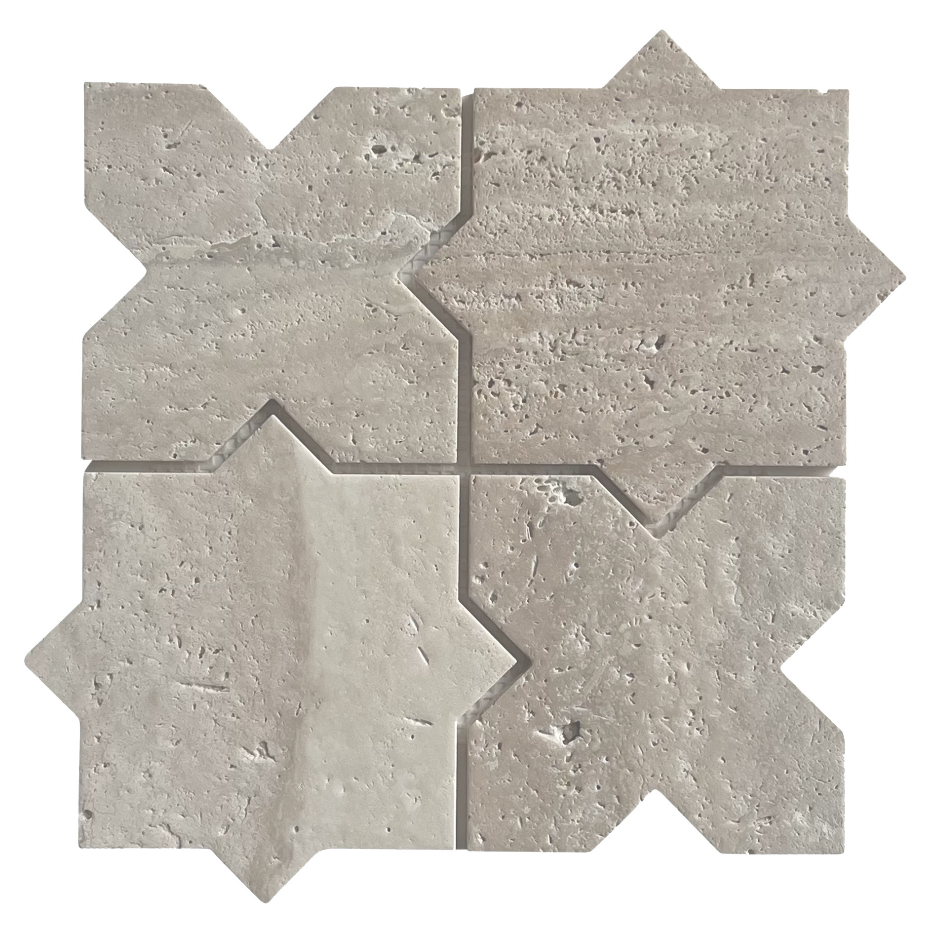 Apollo Beige Star & Cross Travertine Mosaic Tile | Temple & Webster AU