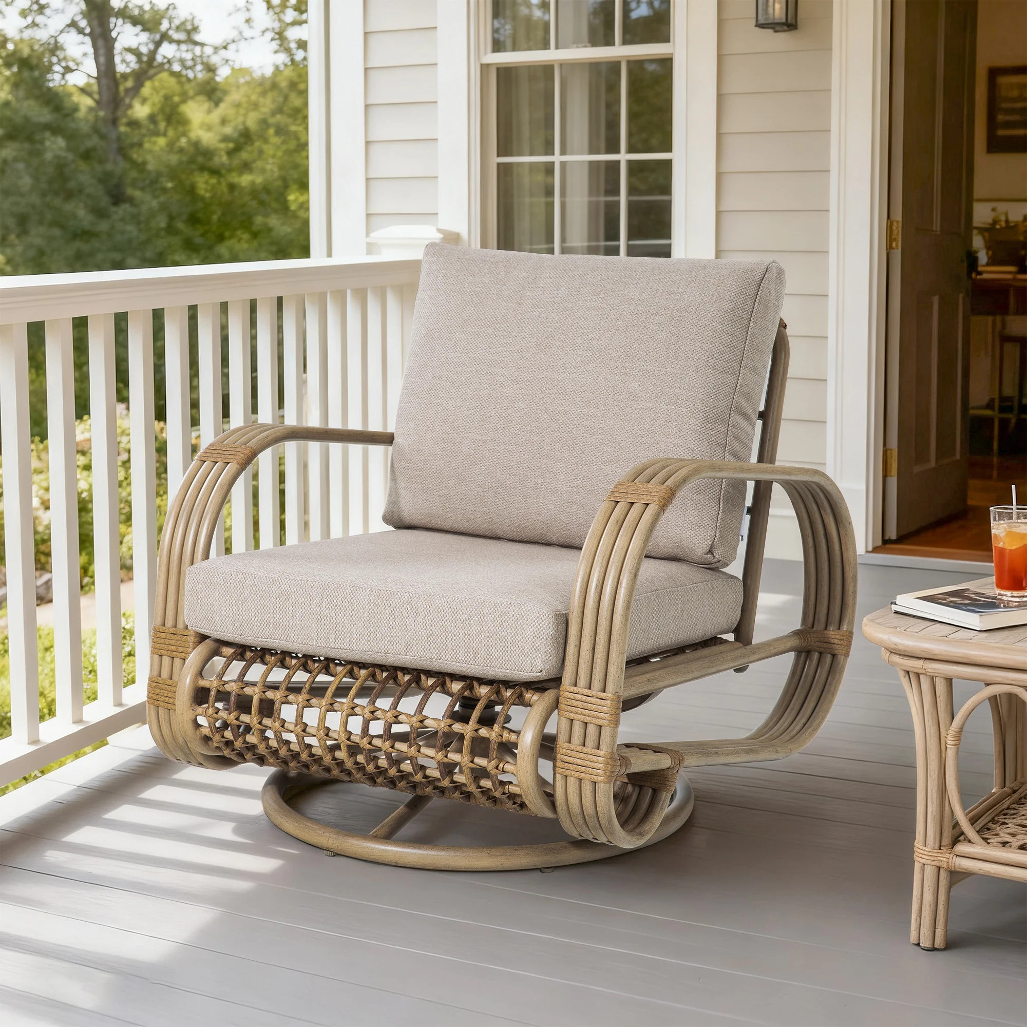 Aluminum Patio Swivel Club Chair Lounge Chair With Olefin Cushions | Wayfair North America
