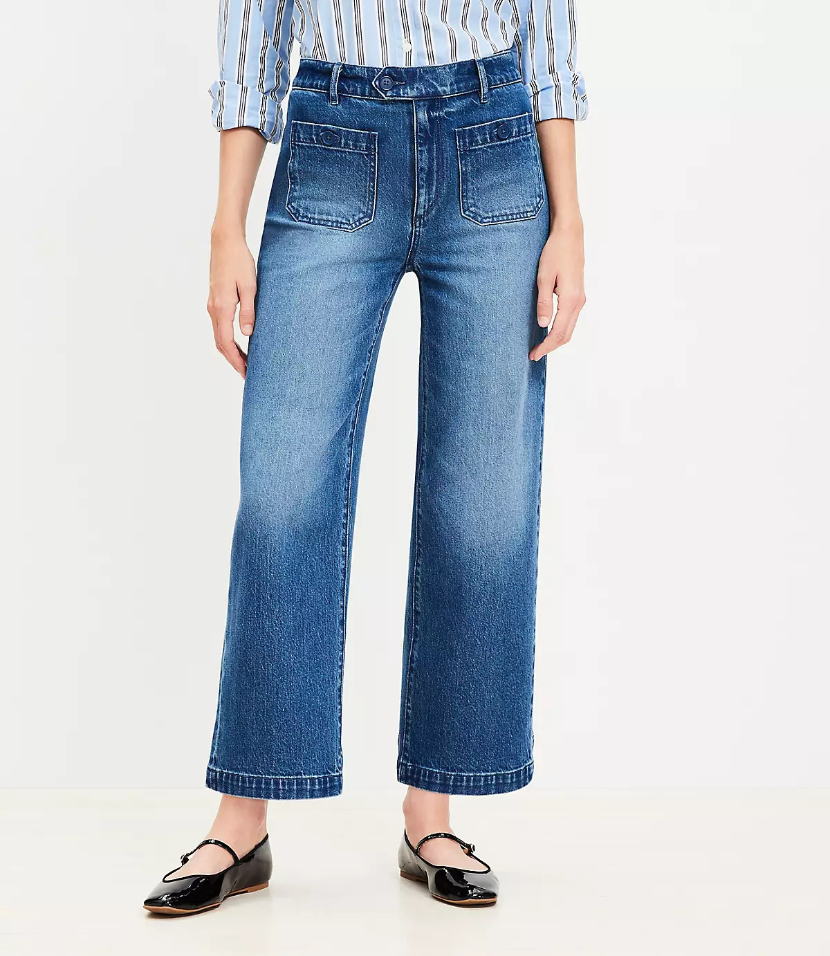 Sailor High Rise Wide Leg Crop Jeans in Vintage Indigo Wash | LOFT