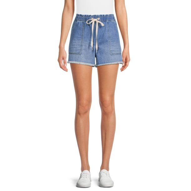 No Boundaries Juniors' Super High Rise Tie Front Shorts - Walmart.com | Walmart (US)