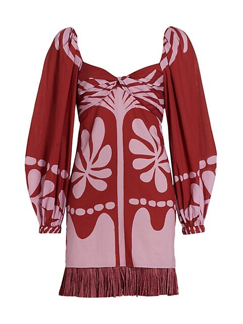 Abstract Print & Fringe-Trim Minidress | Saks Fifth Avenue