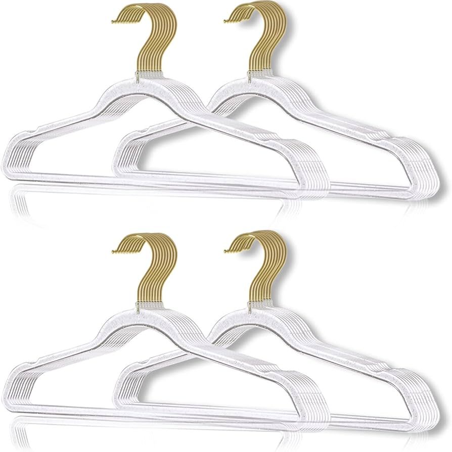 Clear Clothes Hangers 16", 20 Pack Plastic Coat Hanger for Adult Closet, Durable Bling Ganchos de... | Amazon (US)