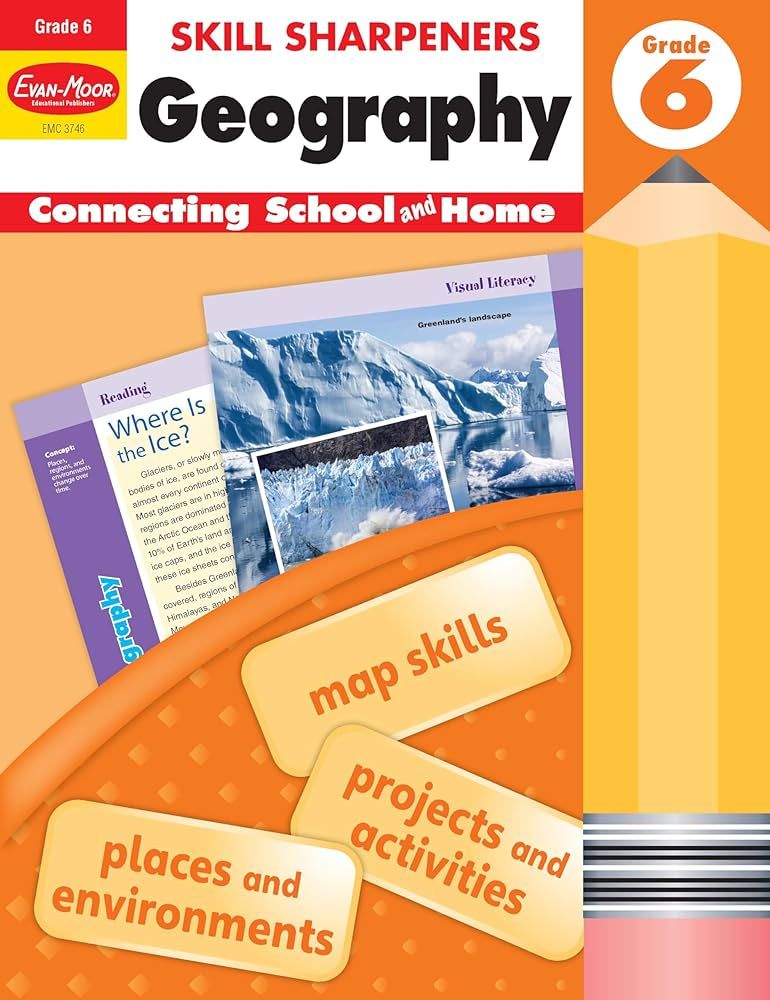 Evan-Moor Skill Sharpeners Geography Workbook, Grade 6, Fun Projects and Activities, Map Skills, ... | Amazon (US)