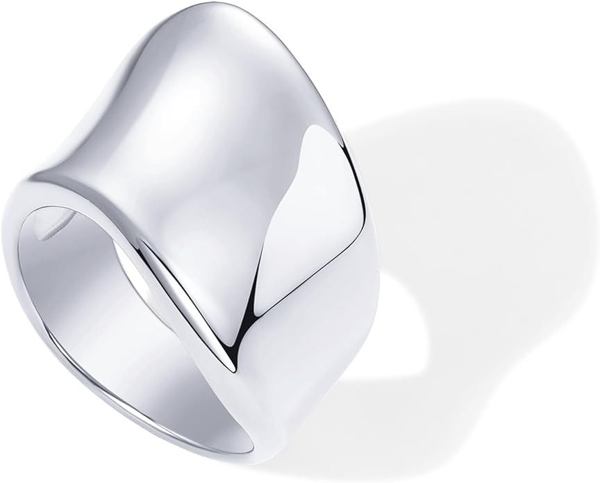 PAVOI 14K Gold Plated Chunky Statement Ring for Women | Stainless Steel Hypoallergenic Wide Stack... | Amazon (US)