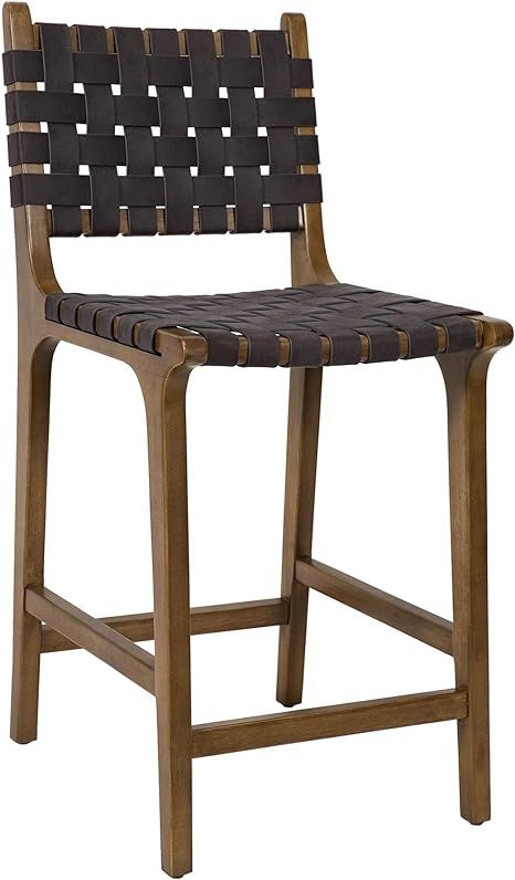 Ball & Cast Counter Stool Barstool 24 Inch Seat Height Dark Grey, Faux leather Straps Set of 1 | Amazon (US)